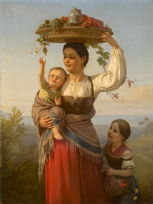 Lot 6072, Auction  117, Deutsch, um 1840. Nach der Weinlese: Neapolitanerin mit ihren Kindern in der Landschaft 