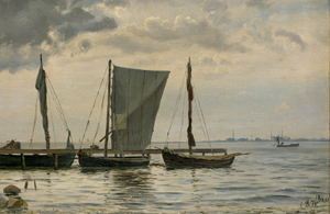 Lot 6089, Auction  117, Dänisch, 1881. Segelboote am Steg vor Kopenhagen