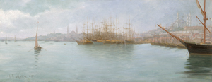 Lot 6116, Auction  117, Französisch, 1905. Schiffe im Goldenen Horn von Istanbul, im Hintergrund die Blaue und die Neue Moschee