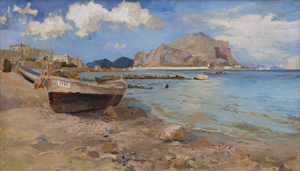 Lot 6166, Auction  117, Deutsch, um 1880. Die Bucht von Palermo mit Blick auf den Monte Pellegrino