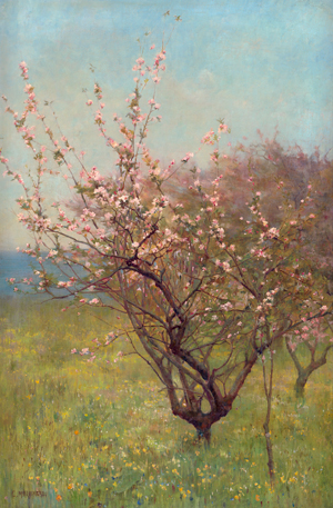 Lot 6175, Auction  117, Muirhead, Charles, "Spring-time" (Wiese mit blühenden Kirschbäumen)