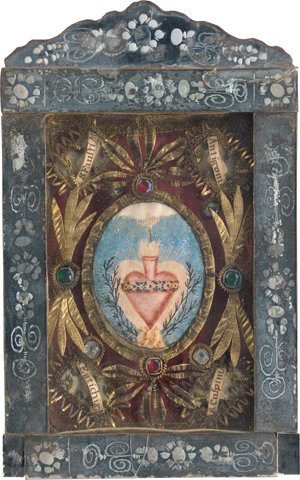Lot 6393, Auction  117, Süddeutsch, 18. Jh. Reliquientafel mit Herz-Jesu-Medaillon