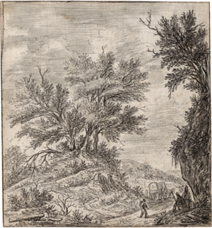 Lot 6551, Auction  117, Goyen, Jan Josefsz. van - Umkreis, Hügelige Landschaft mit Bäumen und Fuhrwagen