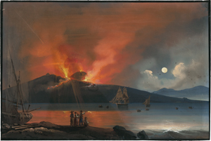 Lot 6706, Auction  117, Italienisch, um 1840. Ausbruch des Vesuv bei Vollmond