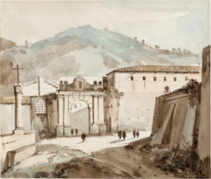 Lot 6753, Auction  117, Granet, François Marius, Blick auf eine italienische Stadt mit barockem Stadttor