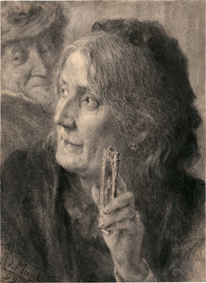 Lot 6775, Auction  117, Menzel, Adolph von, Bildnis einer Frau mit schwarzem Schleier, in der Hand eine Miniatur