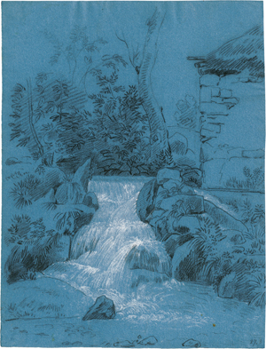 Lot 6958, Auction  117, Legendre, Louis Félix, Wasserfall neben einem verfallenen Gehöft