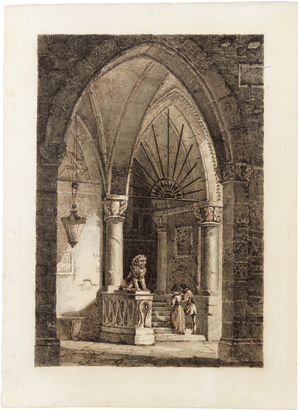 Lot 6972, Auction  117, Pian, Antonio de, Blick in ein Kirchenportal 