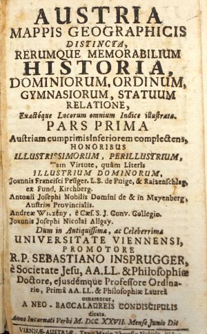 Lot 104, Auction  118, Insprugger, Sebastian, Austria mappis geographicis distincta, rerumque memorabilium historia.