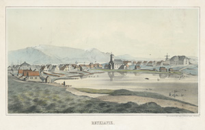 Lot 126, Auction  118, Reykjavik, Kolorierte lithographische Panorama-Ansicht