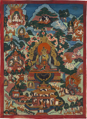 Los 455 - Thangka - Tsongkhapa. Buddha Bodhisattvas. Tibetische Thangka - 0 - thumb