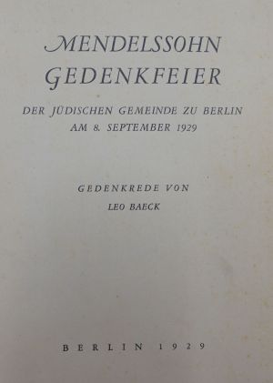 Lot 464, Auction  118, Baeck, Leo, Mendelssohn Gedenkfeier