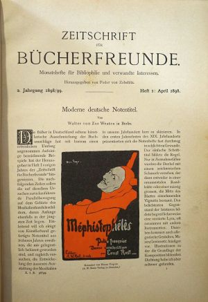 Lot 574a, Auction  118, Zeitschrift für Bücherfreunde,  Monatshefte für Bibliophile und verwandte Interessen. 