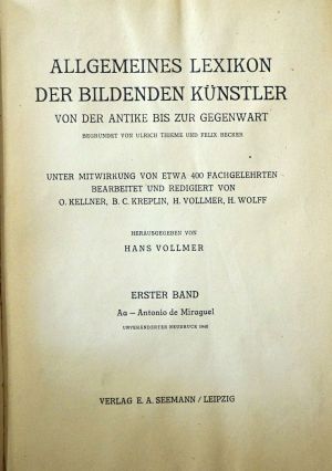 Lot 592, Auction  118, Thieme, U., Allgemeines Lexikon der bildenden Künstler
