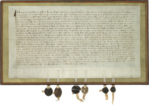 Lot 1010, Auction  118, Regensburg, Teilungs und Erburkunde. Deutsche Handschrift in sepiabrauner Tinte auf Pergament.