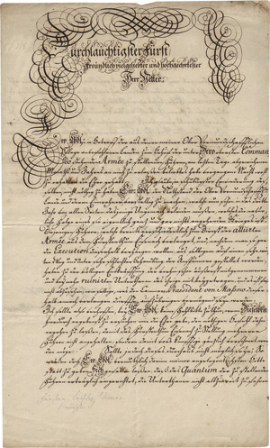 Lot 2014, Auction  118, Anna Amalia, Herzogin von Sachsen-Weimar, Brief 1760 an Herzog Ferdinand von Braunschweig