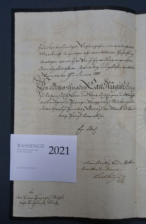 Lot 2021, Auction  118, Carl August, Großherzog von Sachsen-Weimar, Brief 1801 an Herzog Ernst von Sachsen-Gotha