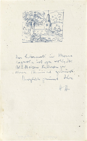 Lot 2040, Auction  118, Hesse, Hermann, Brief mit Zeichnung