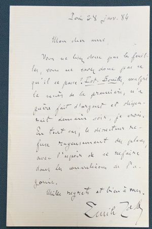 Lot 2067, Auction  118, Zola, Émile, Brief 1884 an Hector Giacomelli