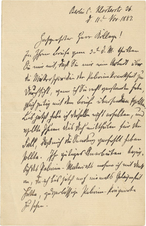 Lot 2082, Auction  118, Koch, Robert, Brief 1887