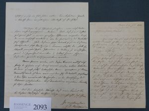 Lot 2093, Auction  118, Meisner, Carl Friedrich, 2 Briefe an Ladislaus Endlicher