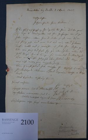 Lot 2100, Auction  118, Poscharsky, Garteninspektor, Brief 1825