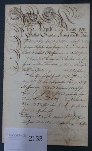 Lot 2133, Auction  118, Friedrich Wilhelm II., König von Preußen, Urkunde 1787