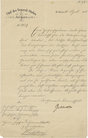 Lot 2146, Auction  118, Moltke, Helmuth Graf von, Brief 1886 an Schulze-Gävernitz