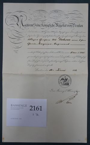 Lot 2161, Auction  118, Roon, Albrecht Graf von, Urkunde 1868 + Beigabe