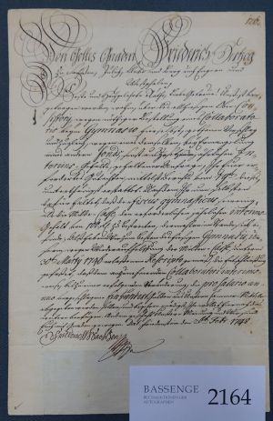 Lot 2164, Auction  118, Friedrich III., Herzog von Sachsen-Gotha, Brief 1748