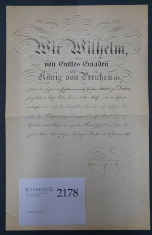 Lot 2178, Auction  118, Wilhelm I., Deutscher Kaiser, Urkunde 1875