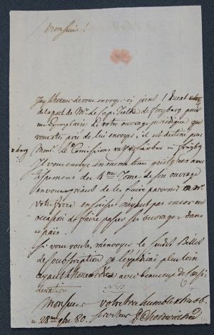Lot 2186, Auction  118, Chodowiecki, Daniel, Brief 1780