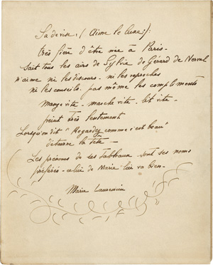 Lot 2194, Auction  118, Laurencin, Marie, Signiertes Manuskript