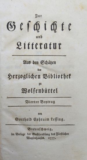 Lot 2377, Auction  118, Lessing, Gotthold Ephraim, Zur Geschichte der Litteratur