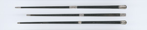 Lot 2615, Auction  118, Blanko-Taktstöcke,  3 Dirigenten-Taktstöcke aus schwarzem lackierten Holzschaft  mit jeweils 3 Silberbeschlägen