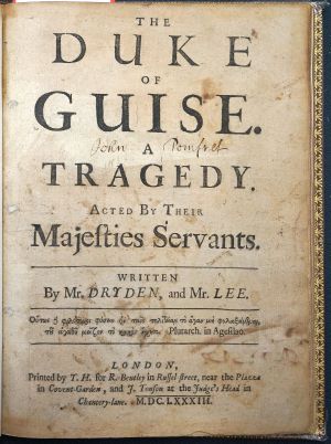 Lot 2742, Auction  118, Dryden, J., The Duke of Guise. Tragedy