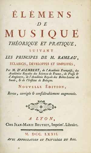 Lot 2744, Auction  118, Alembert, Jean-Baptiste le Rond d', Élémens de musique