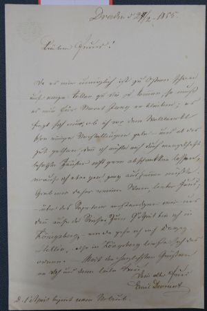 Lot 2787, Auction  118, Devrient, Emil, Brief 1855 + Beigabe