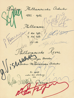 Lot 2934, Auction  118, Berliner Philharmonisches Orchester, Philharmonische Revue zum 100jährigen Bestehen. Mit Signaturen