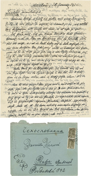 Lot 3060, Auction  118, Kisch, Egon Erwin, Eigenhändiger Brief. Moskau, 28. Januar 1931