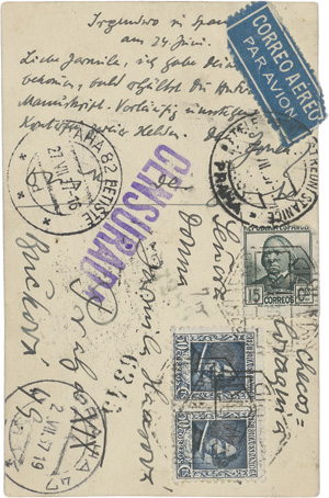 Los 3091 - Kisch, Egon Erwin - Eigenhändige Postkarte Irgendwo in Spanien", 24. Juni 1937 - 1 - thumb