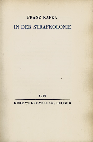 Lot 3539, Auction  118, Kafka, Franz, In der Strafkolonie