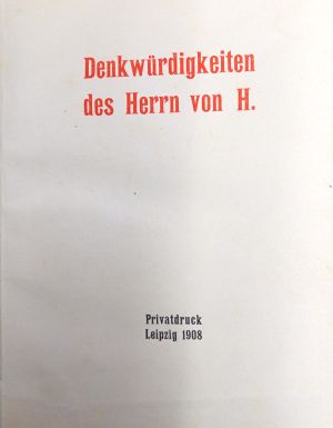 Lot 3741, Auction  118, Schilling, Gustav, Denkwürdigkeiten des Herrn von H.