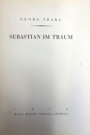 Lot 3789, Auction  118, Trakl, Georg, Sebastian im Traum