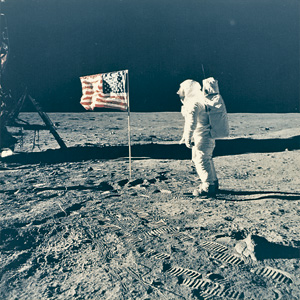 Lot 4278, Auction  118, NASA, Buzz Aldrin standing beside the U.S. flag
