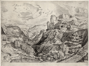 Lot 5036, Auction  118, Bruegel d. Ä., Pieter, Alpine Landschaft mit tiefem Tal