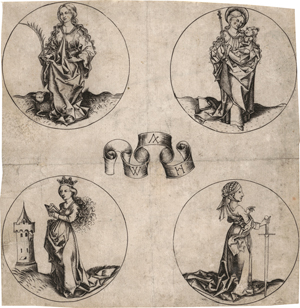 Lot 5125, Auction  118, Monogrammist WH, Vier Runde mit den heiligen Agnes, der Madonna mit Kind, Barbara und Katharina