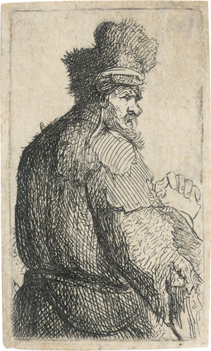 Lot 5156, Auction  118, Rembrandt Harmensz. van Rijn, Alter Mann in Rückenansicht, Halbfigur im Profil nach rechts
