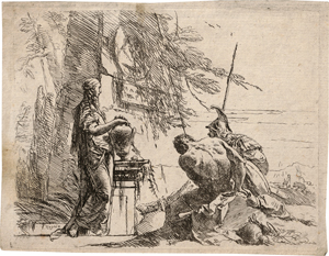 Lot 5286, Auction  118, Tiepolo, Giovanni Battista, Donna che posa le mani su un vaso, soldato e schiavo 