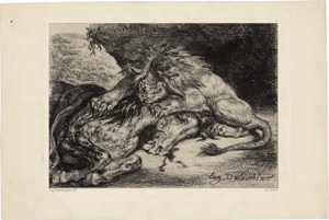 Lot 5310, Auction  118, Delacroix, Eugène, Lion dévorant un cheval